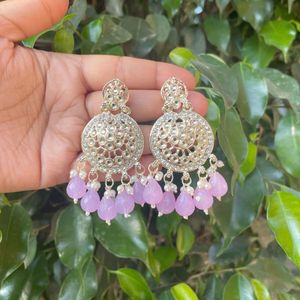 Lavender Beaded Drop Earrings