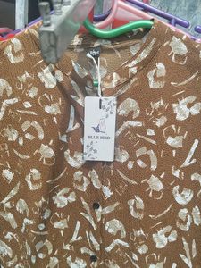 Brown &amp; White Print Shirt Dress