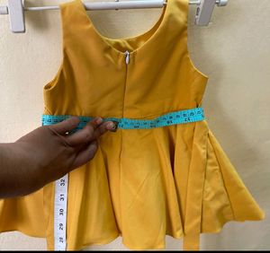 Yellow Gown With Jeans Jacket