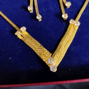 Gold Tone Omega "Choker" Necklace With Channel Set