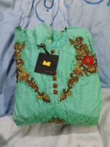 Very Beautiful Seagreen Front Slit Gawn