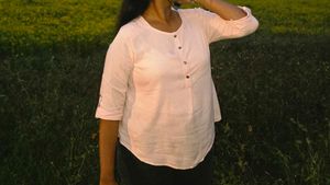 Pink Cotton Blend Henley Top