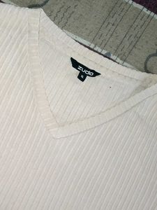 Ribbed V-Neck T-Shirt