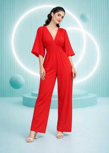 V-Neck Wide-Leg Jumpsuit