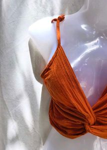 Orange Twist Front Crop Top