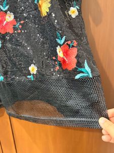 sequence Floral Embellished T-Shirt