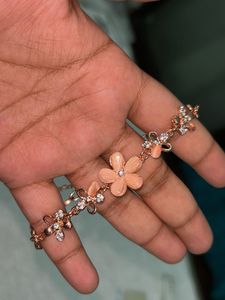 Rose Gold Flower Charm Bracelet