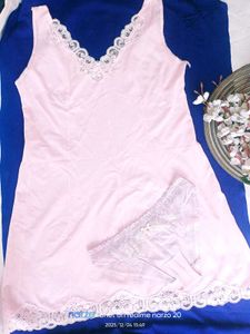 Pink Lace Trimmed Slip Dress