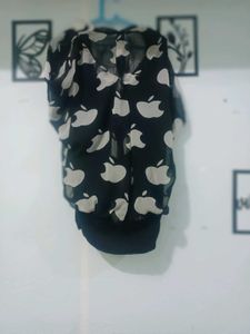Stylish Black Apple Print Top