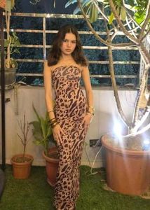 Leopard Print Strapless Maxi Dress