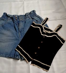 💝skirt like mini short & cuteee top💖