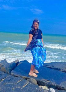 Bohemian blue floral skirt