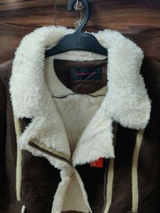 Women Shearling Aviator Suede Jacket