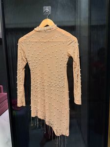 Beaded Sheer Mini Dress