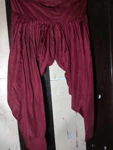 Maroon Pleated Salwar Pants