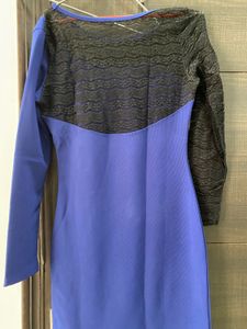 black and blue contrast dress
