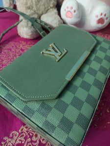 Green Checkered Crossbody Bag