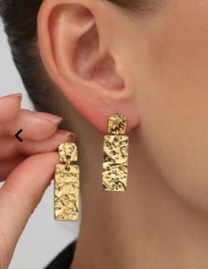 Gold Textured Drop Earrings