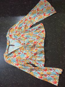 Boho Floral Print Tie-Front Peplum Top