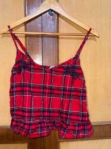 New Look Red Plaid Cami Top