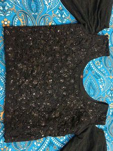 Black Sequin Lehanga Choli with dupatta
