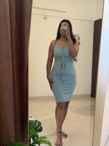 Light Blue Ruched Bodycon Dress