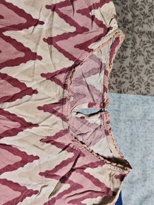 Women's Pink Chevron Print Kurta