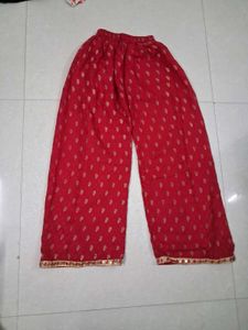 Red Kurta Set with Golden Print