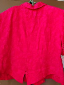 Vibrant Pink Embroidered Blouse with shoulder pads