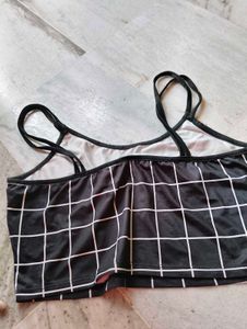 Black &amp; White Grid Cami Top