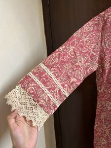 Varanga Peach Jaipuri Printed Kurta