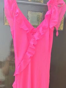 Chic Ruffled Pink Maxi Dress