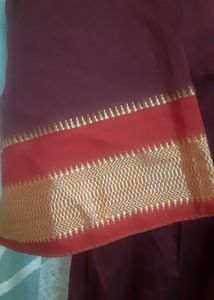 Maroon &amp; Gold Trim Kurta