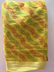 Vibrant Yellow Saree with Wave Pattern