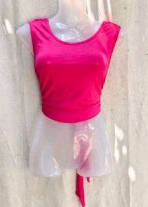 80209. Hot Pink Sleeveless Wrap Top