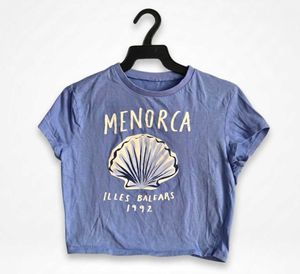 H&M Blue Menorca Graphic T-Shirt Crop top