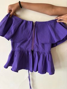 Purple Ruffle Off-Shoulder Top