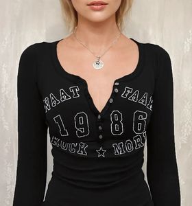 Black Long Sleeve Graphic Top