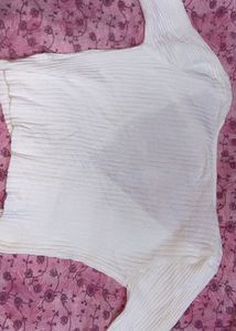 Chic Ribbed Cream Knit Top