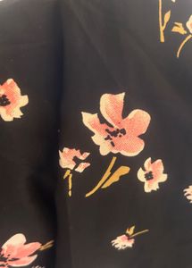 Charming Black Floral Dress with Pink Bow