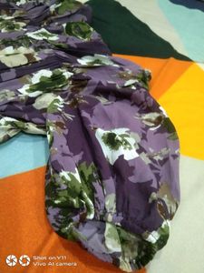 Floral Print Purple Blouse