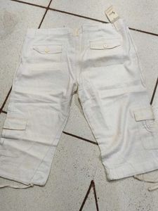 Cargo Style Capri Off White Color