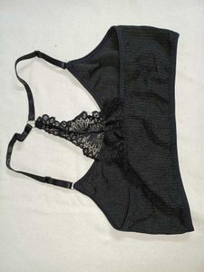 Black Lace Back Sports Bra