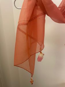 Ladies Stole Worth Tassels And Silver Thread Work