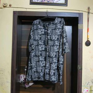 Stylish Black & White Printed Kurta with pants