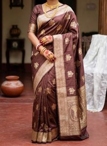 Mauve designer Banarasi silk saree with blouse