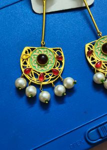 Elegant Pearl &amp; Stone Dangle Earrings