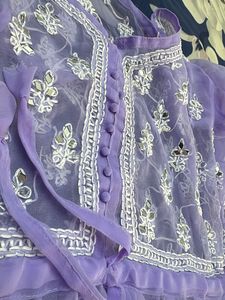 Beautiful lavender color embroidered mirror work