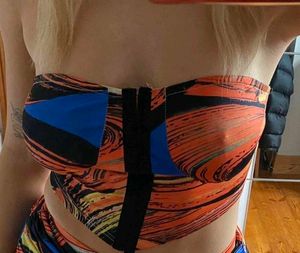 33127. Vibrant Abstract Print Tube Top