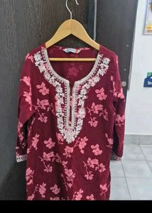 Maroon Floral Kurti